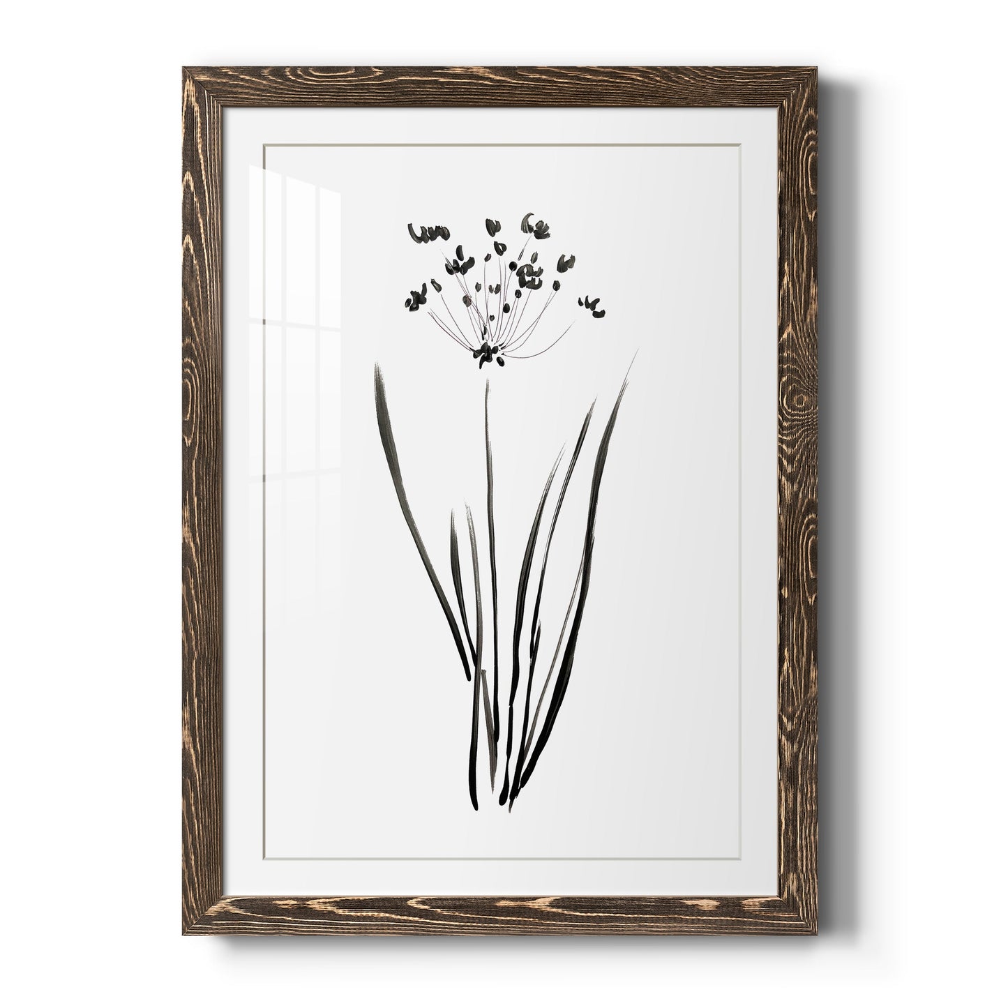 Inky Botanical II - Premium Framed Print - Distressed Barnwood Frame - Ready to Hang