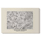 Canvas art print portraying a repeating floral pattern with delicate linework and evenly spaced blossoms, set against a white background