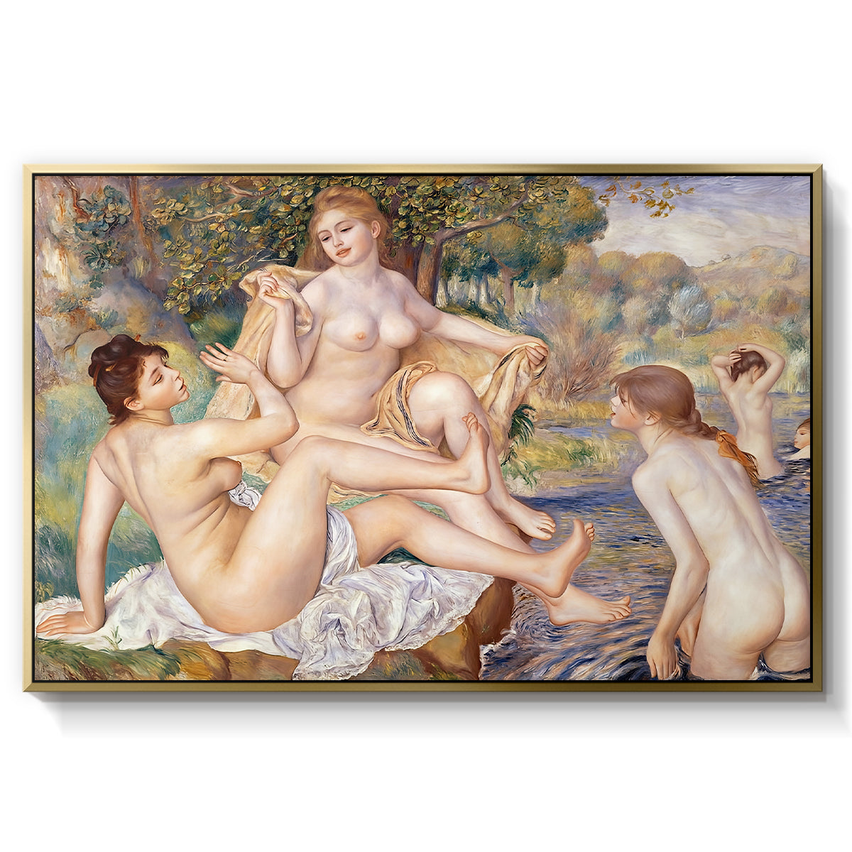 The Large Bathers, 1884-1887 - Floater Framed Canvas Print