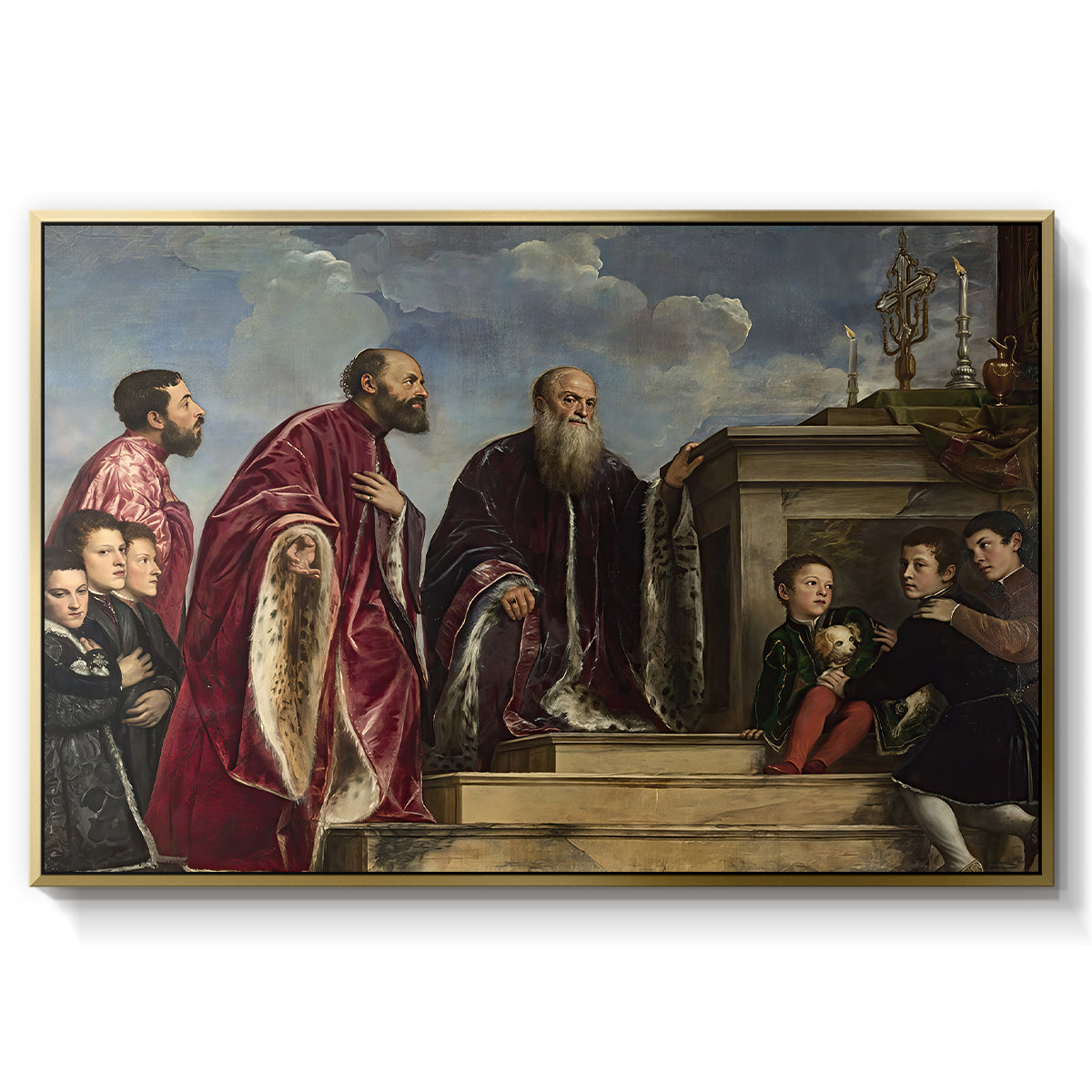 The Vendramin Family Venerating a Relic of the True Cross, c. 1540-1545 - Floater Framed Canvas Print