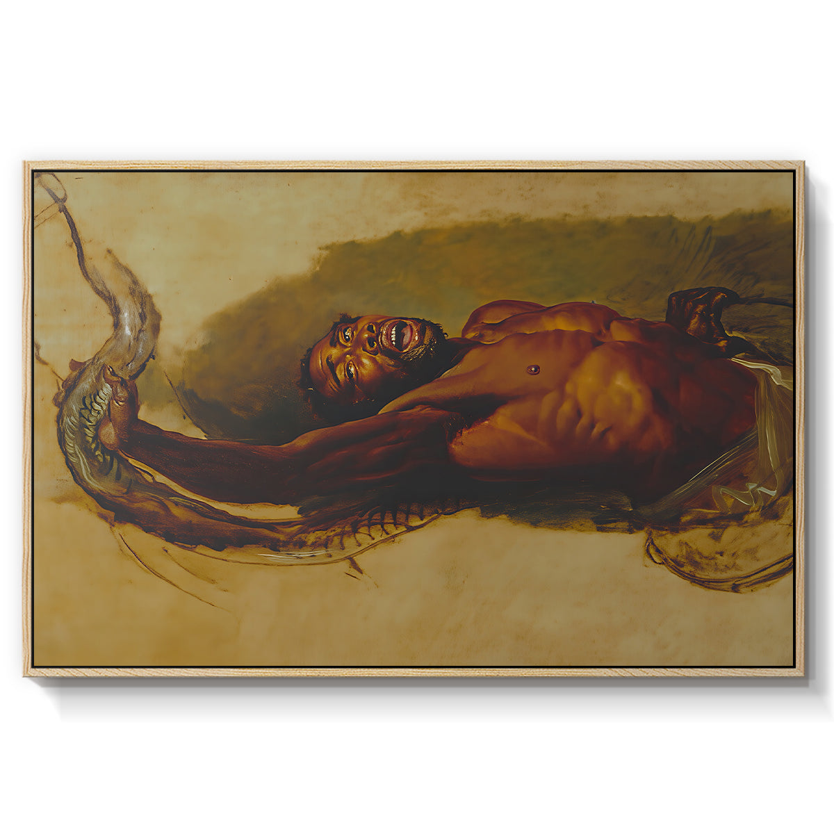 Man Struggling with a Boa Constrictor, c. 1803 - Floater Framed Canvas Print