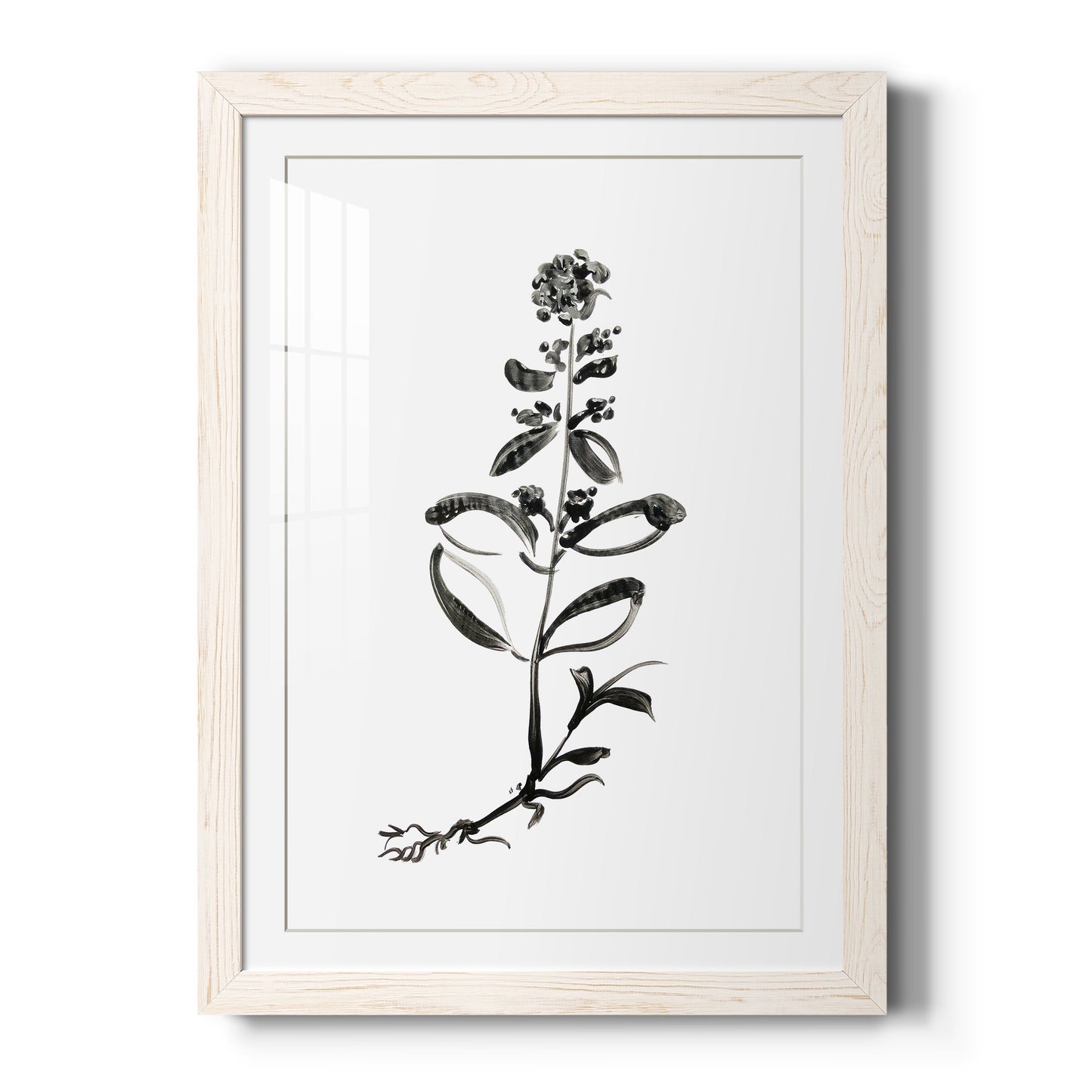 Inky Botanical III - Premium Framed Print - Distressed Barnwood Frame - Ready to Hang