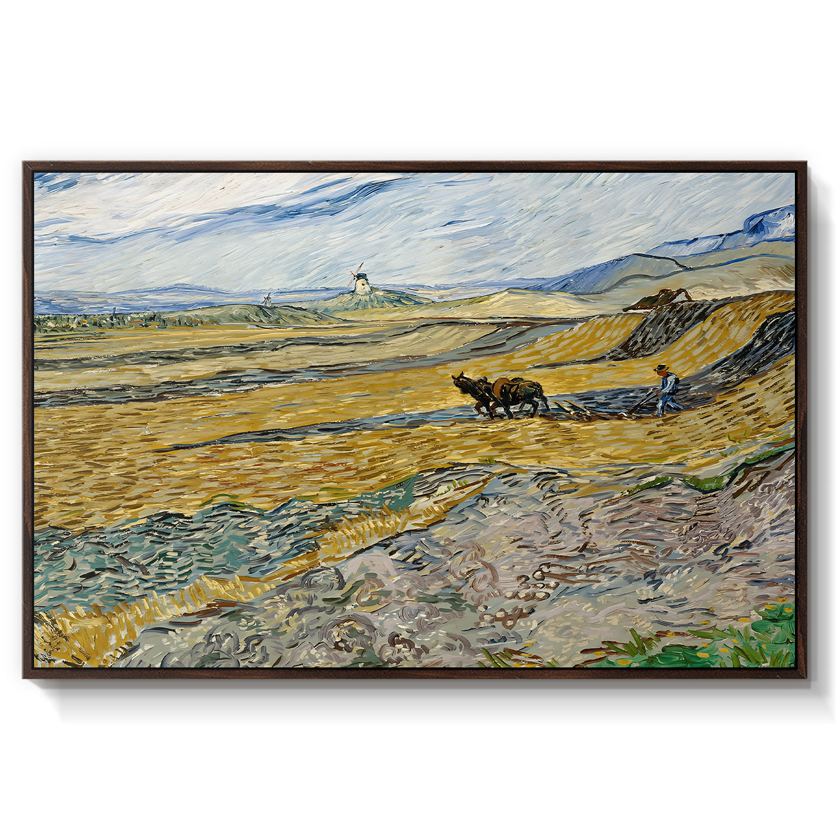 Enclosed Field with Ploughman, 1889 - Floater Framed Canvas Print