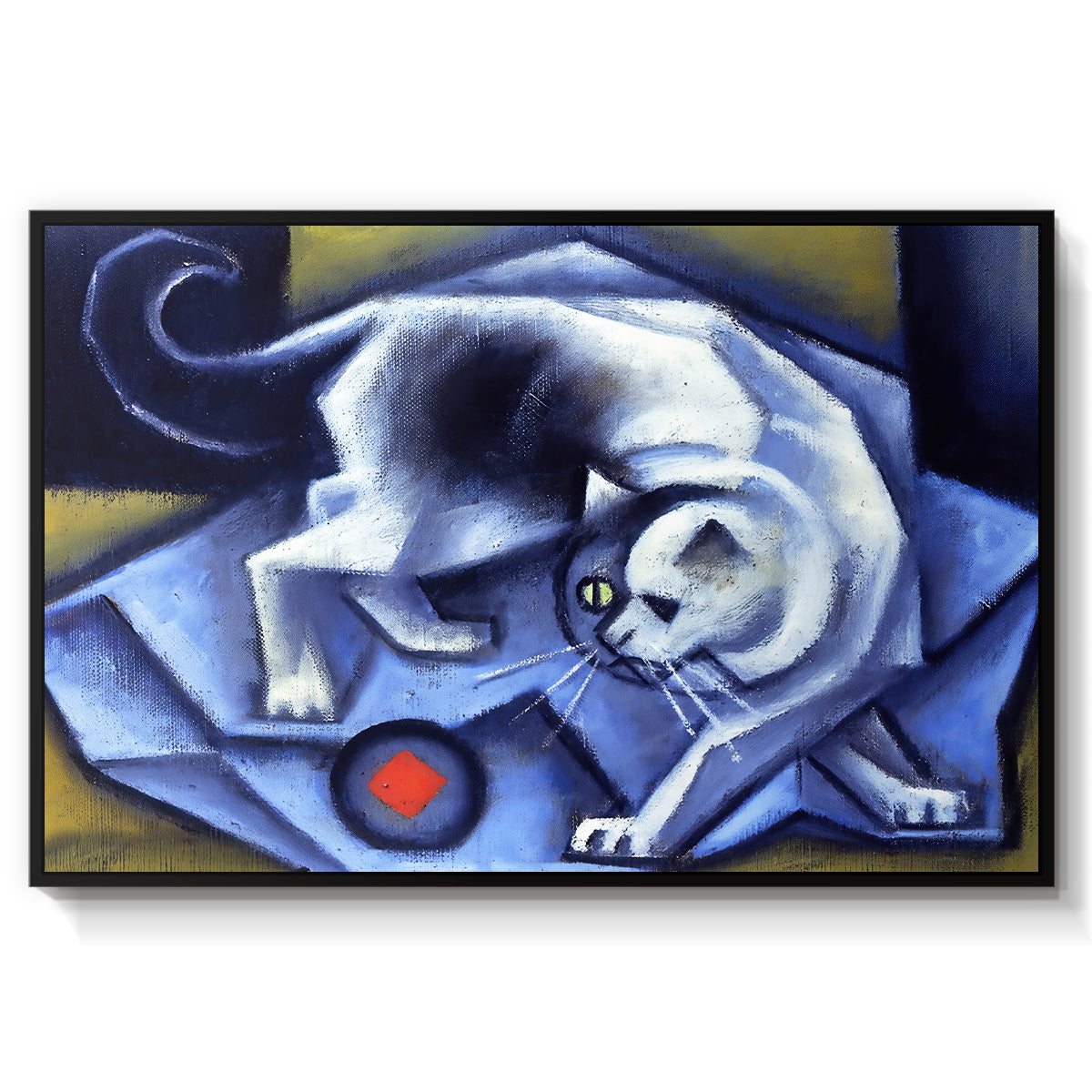 Cat Playing with a Ball, 1945-1950 - Floater Framed Canvas Print