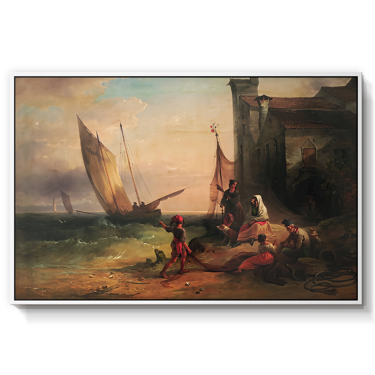 Fisherman's Family from Chioggia, 1838 - Floater Framed Canvas Print