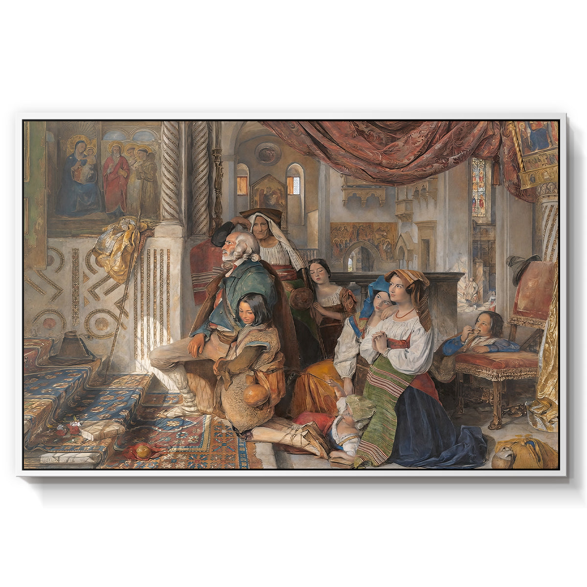 Roman Pilgrims, 1854 - Floater Framed Canvas Print