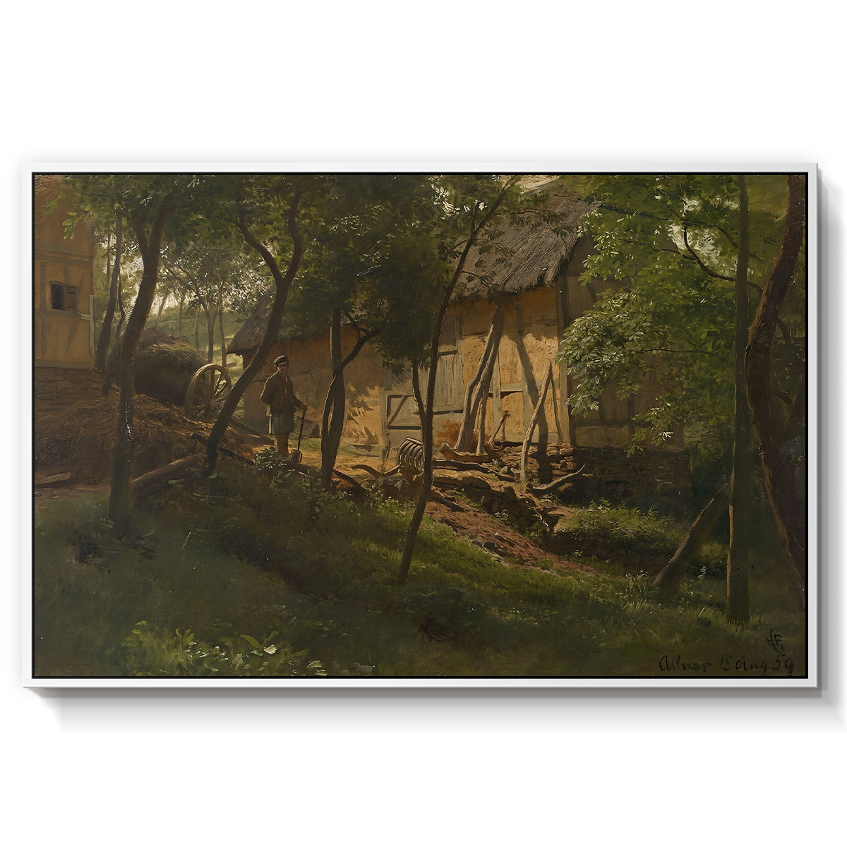 German Farm, 1859 - Floater Framed Canvas Print
