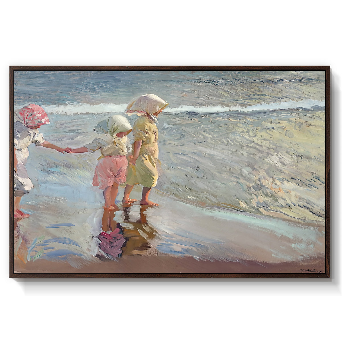 The Three Sisters on the Beach, 1908 - Floater Framed Canvas Print