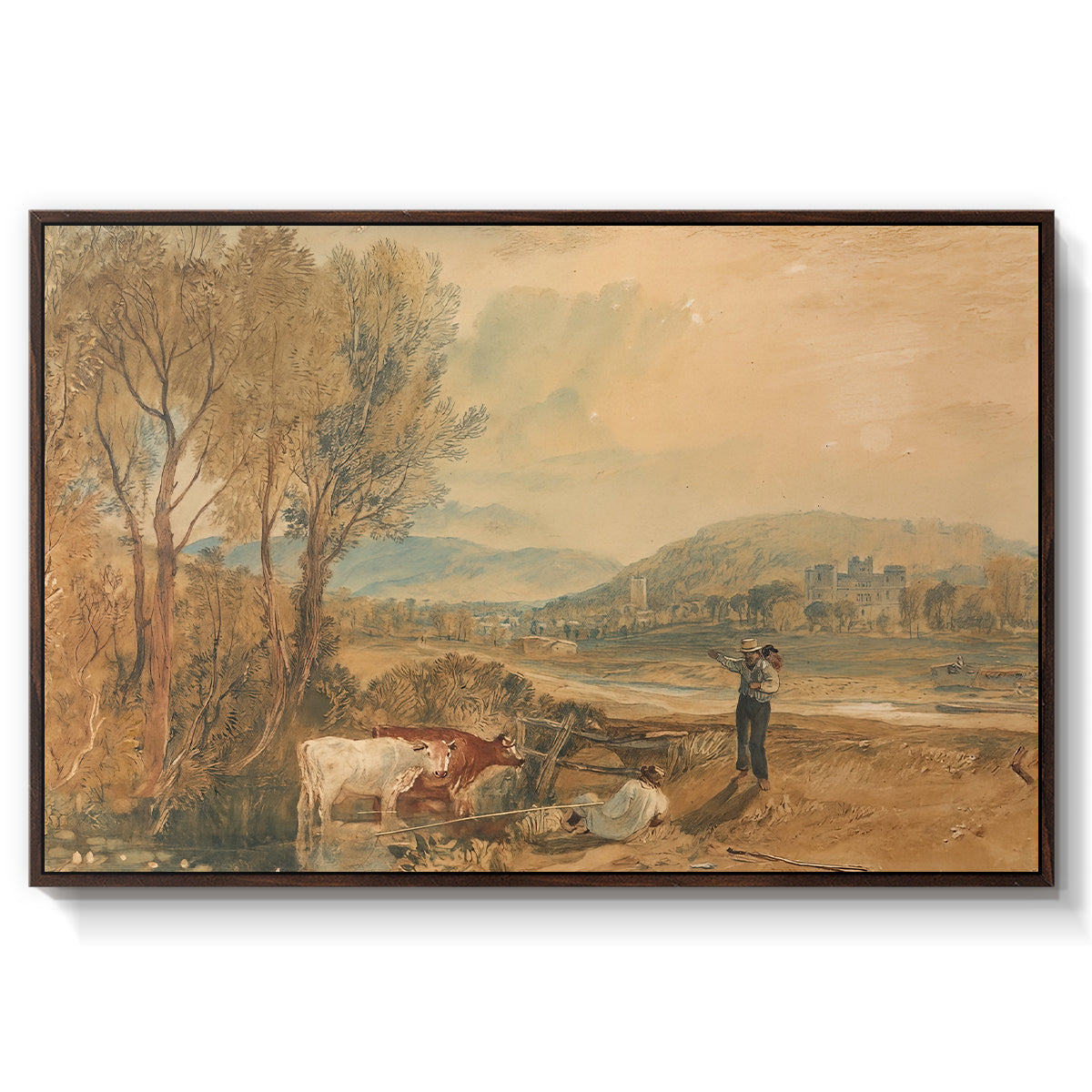 Lulworth Castle, Dorset, c. 1820 - Floater Framed Canvas Print
