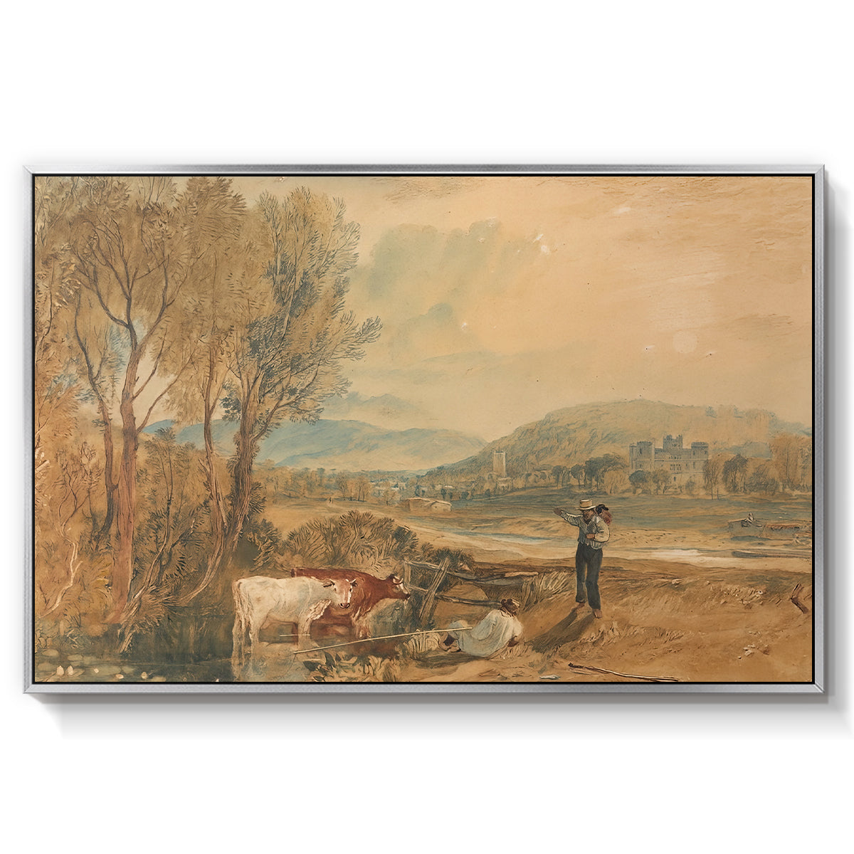Lulworth Castle, Dorset, c. 1820 - Floater Framed Canvas Print