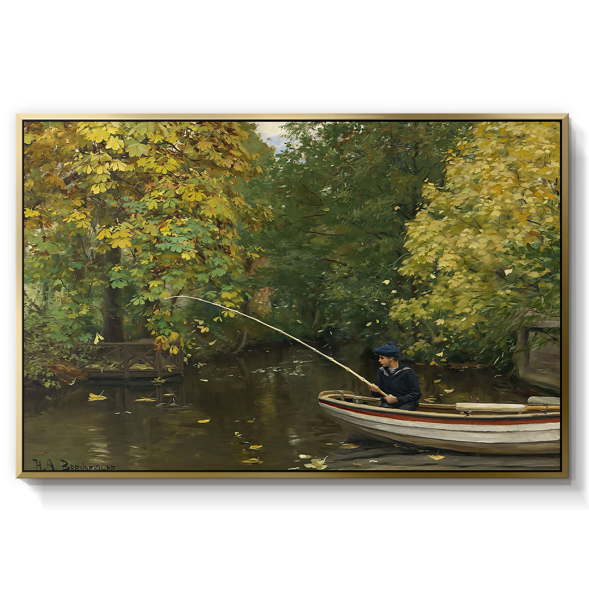 Fishing Boy, c. 1890 - Floater Framed Canvas Print