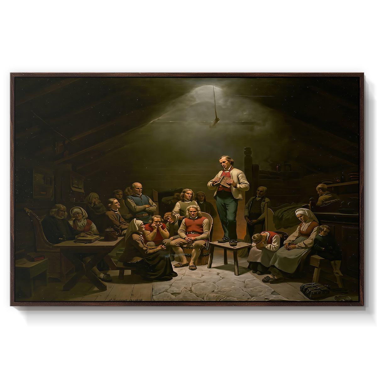 Low Church Devotion (Haugianerne), 1848 - Floater Framed Canvas Print