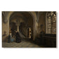 Canvas art print portraying a large church interior with arches, columns, and figures beneath vaulted ceiling, set against a white background