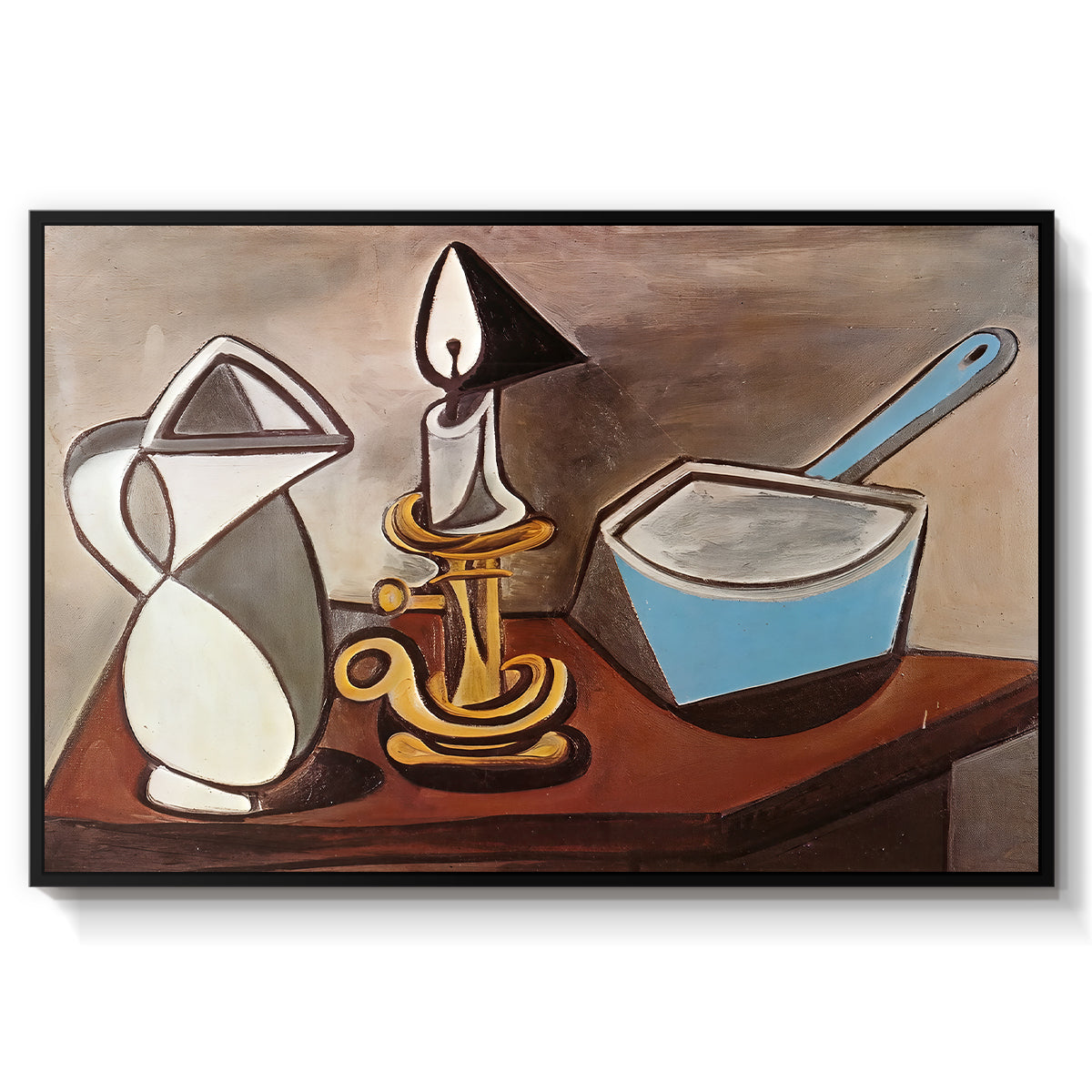 Jug, Candle, and Enamel Pan, 1950 - Floater Framed Canvas Print