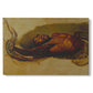 Canvas art print portraying a man grappling with large snake in dramatic physical struggle, set against a white background