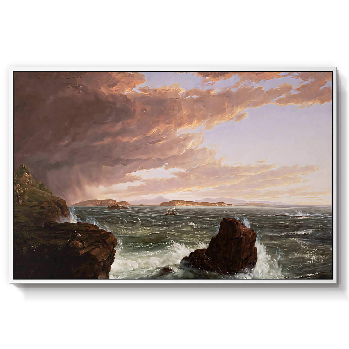 Views Across Frenchman's Bay from Mt. Desert Island, After a Squall, 1845 - Floater Framed Canvas Print