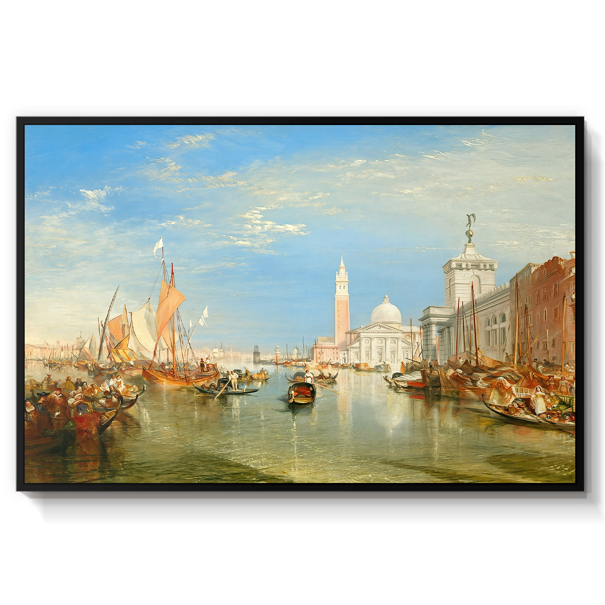 Venice: The Dogana and San Giorgio Maggiore, 1834 - Floater Framed Canvas Print