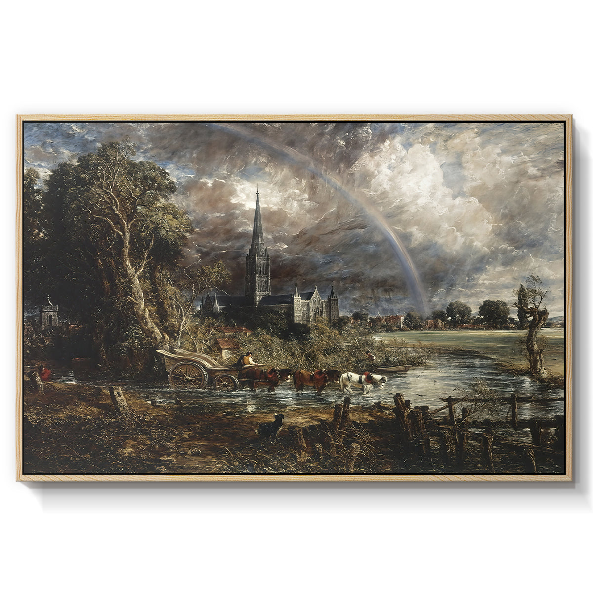 Salisbury Cathedral from the Meadows (Detail), 1831 - Floater Framed Canvas Print