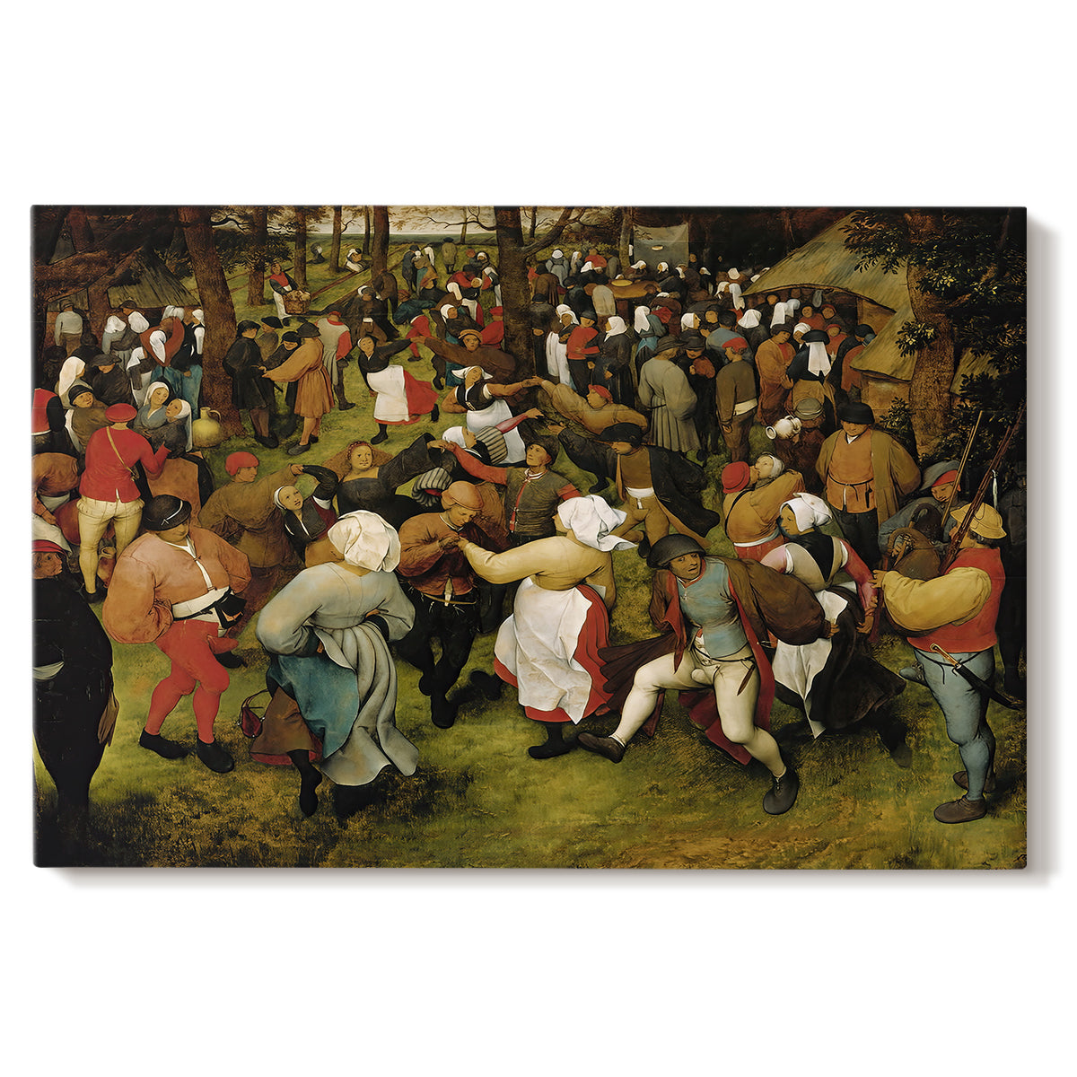 Canvas art print portraying figures dancing in crowded outdoor scene, set against a white background