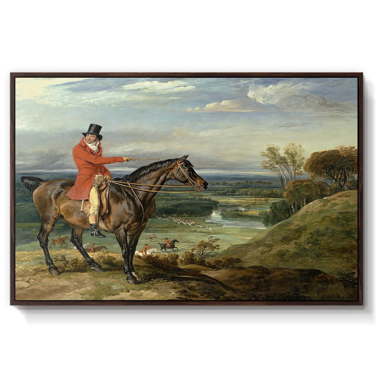 John Levett Hunting at Wychnor, Staffordshire, 1818 - Floater Framed Canvas Print