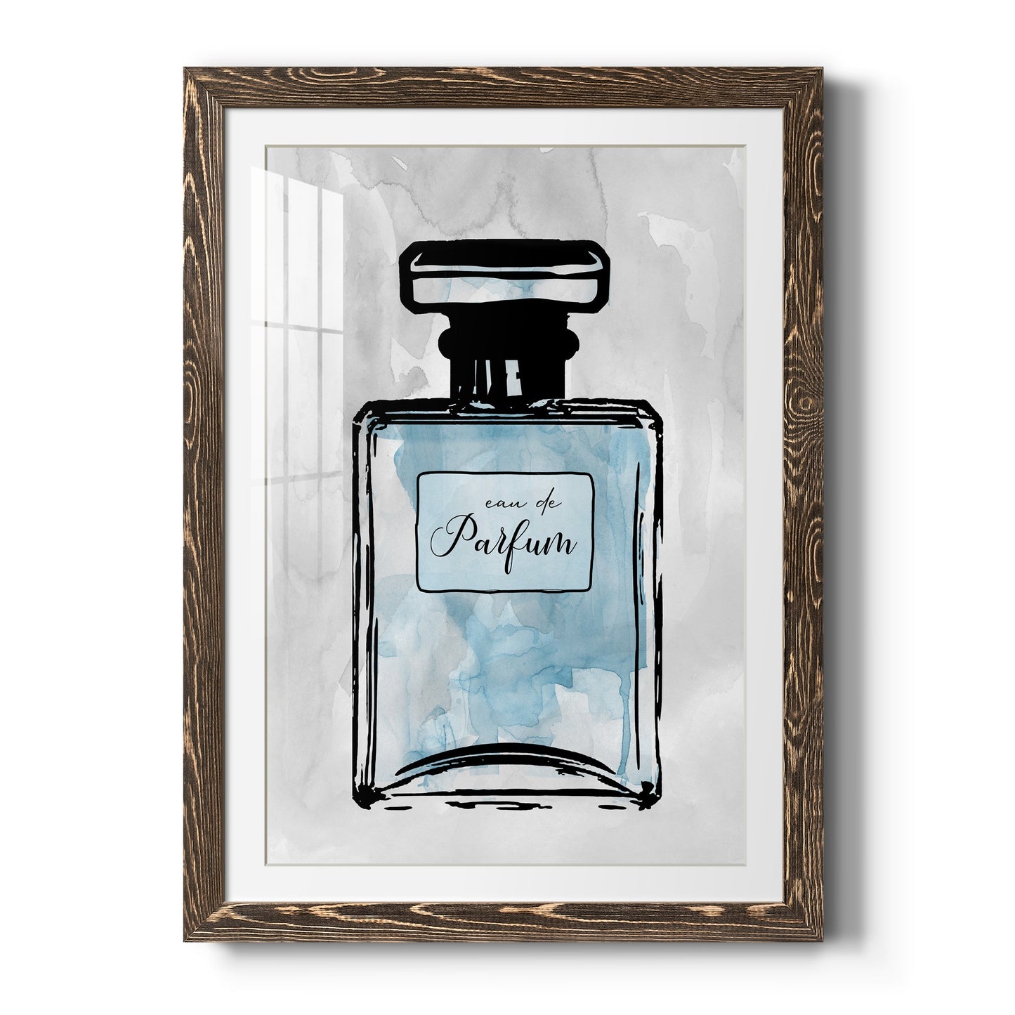 Blue Wash Perfume - Premium Framed Print - Distressed Barnwood Frame - Ready to Hang