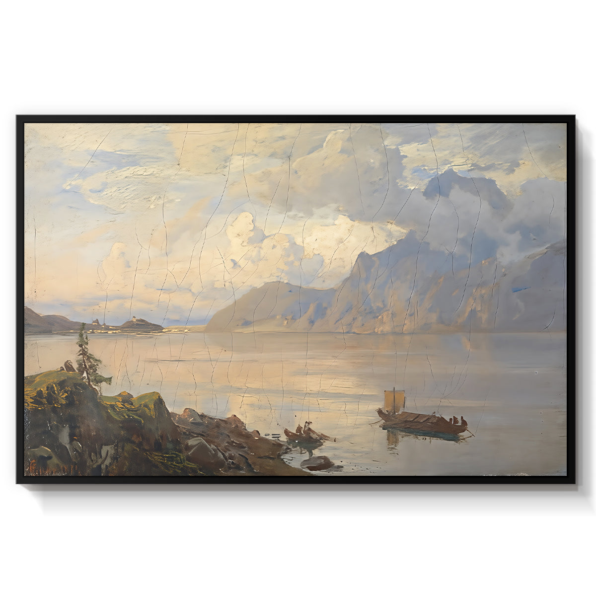 Traunsee, 1871 - Floater Framed Canvas Print