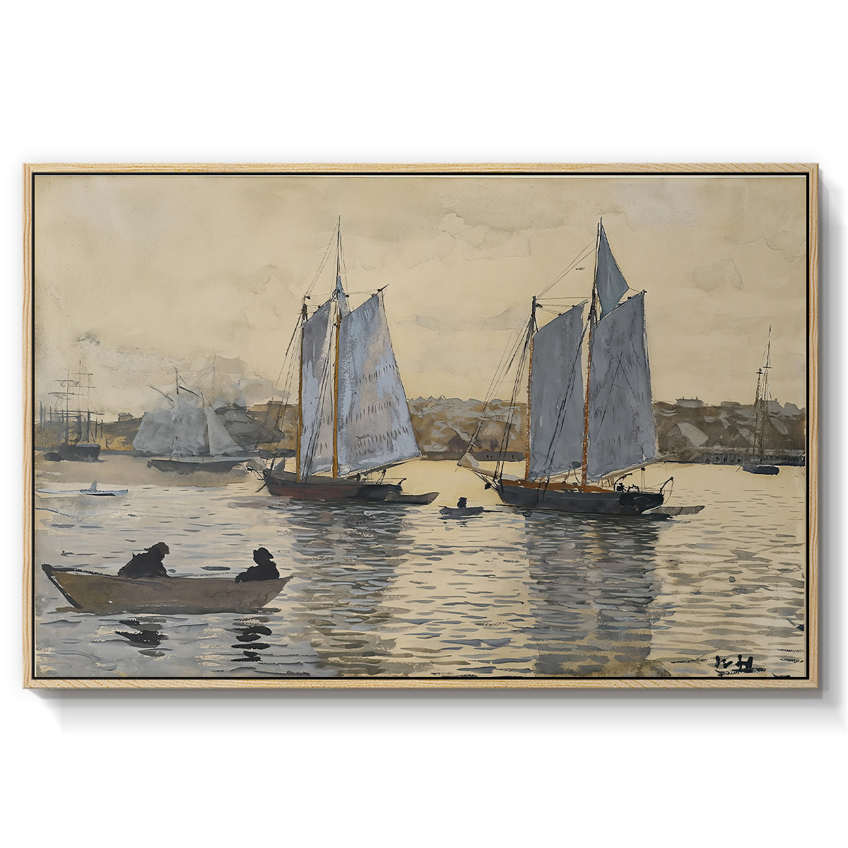 Two Schooners, Gloucester, c. 1880 - Floater Framed Canvas Print
