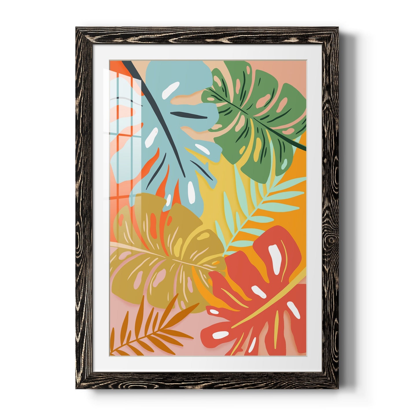 Tropical Foliage I - Barnwood Framed Art Print
