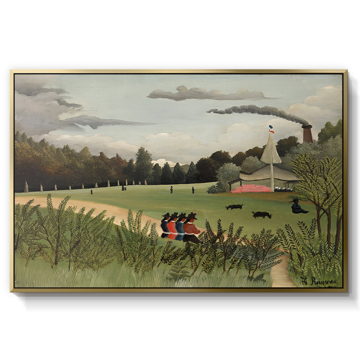 The Chair Factory at Alfortville, 1897 - Floater Framed Canvas Print