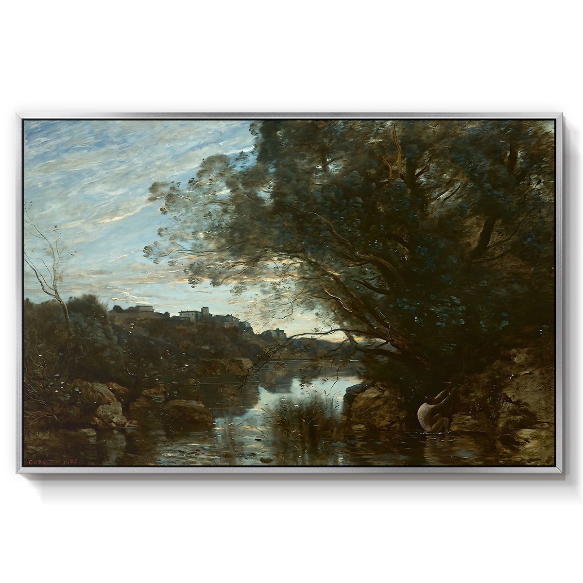 Souvenir of the Environs of Lake Nemi, 1865 - Floater Framed Canvas Print
