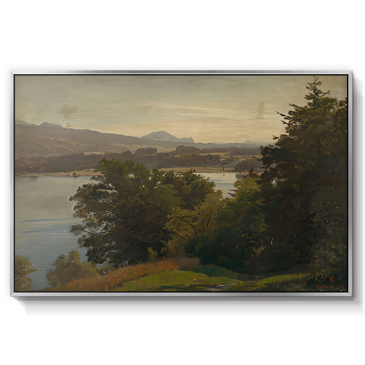 View of the Mondsee, 1870 - Floater Framed Canvas Print