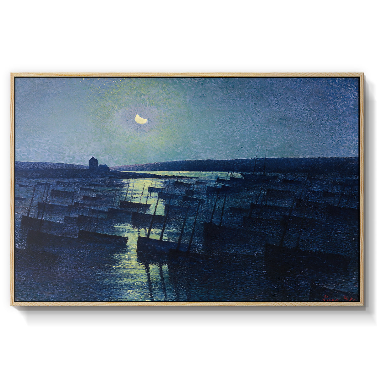 Camaret, Moonlight and Fishing Boats, 1894 - Floater Framed Canvas Print