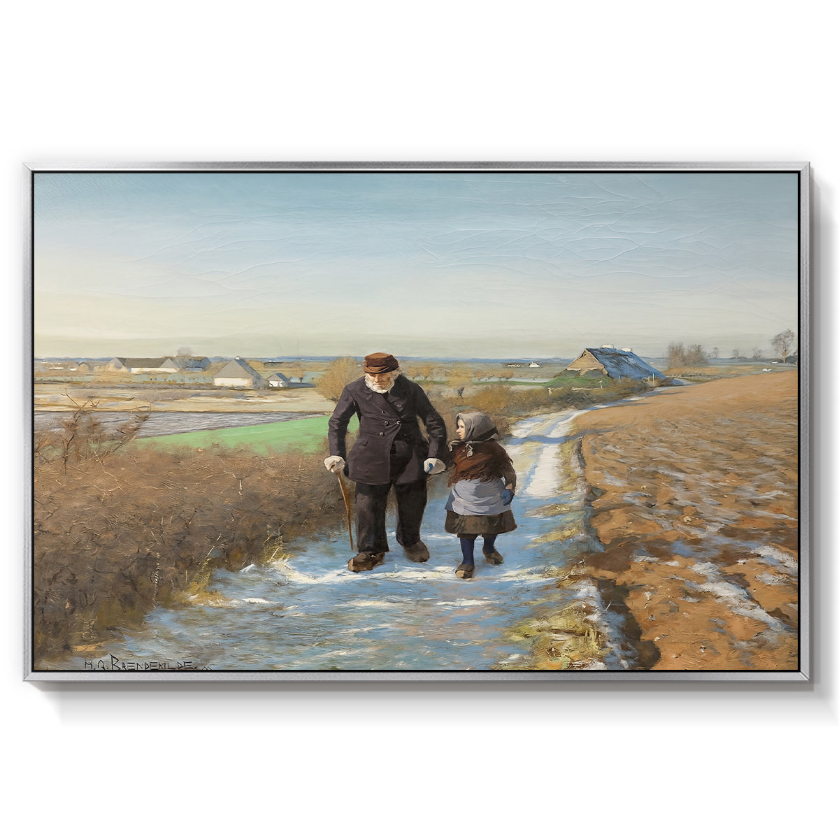 The Old Man and the Child, 1888 - Floater Framed Canvas Print