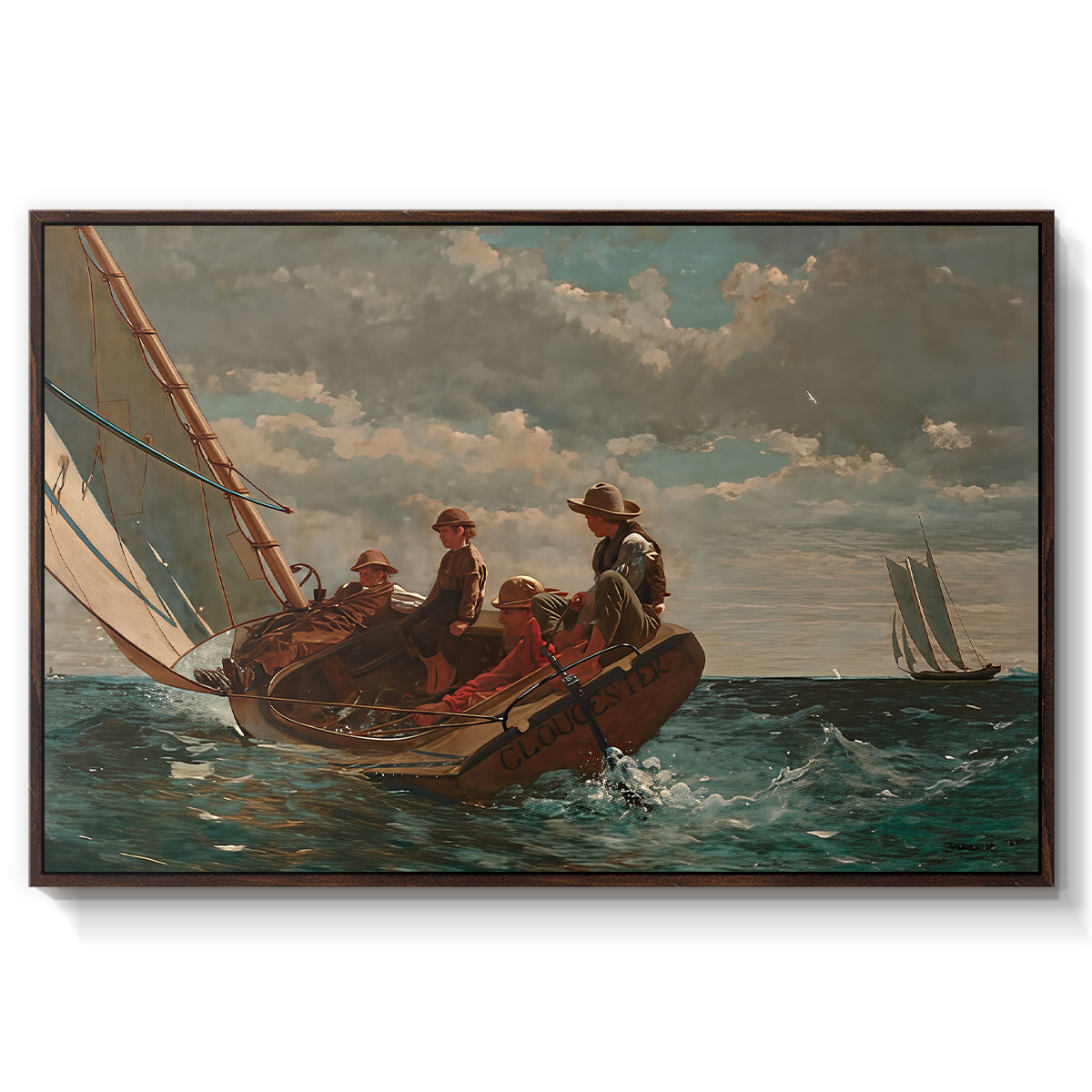 Breezing Up (A Fair Wind), 1873-1876 - Floater Framed Canvas Print