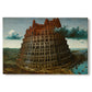 Canvas art print portraying a massive tower under construction rising above landscape, set against a white background