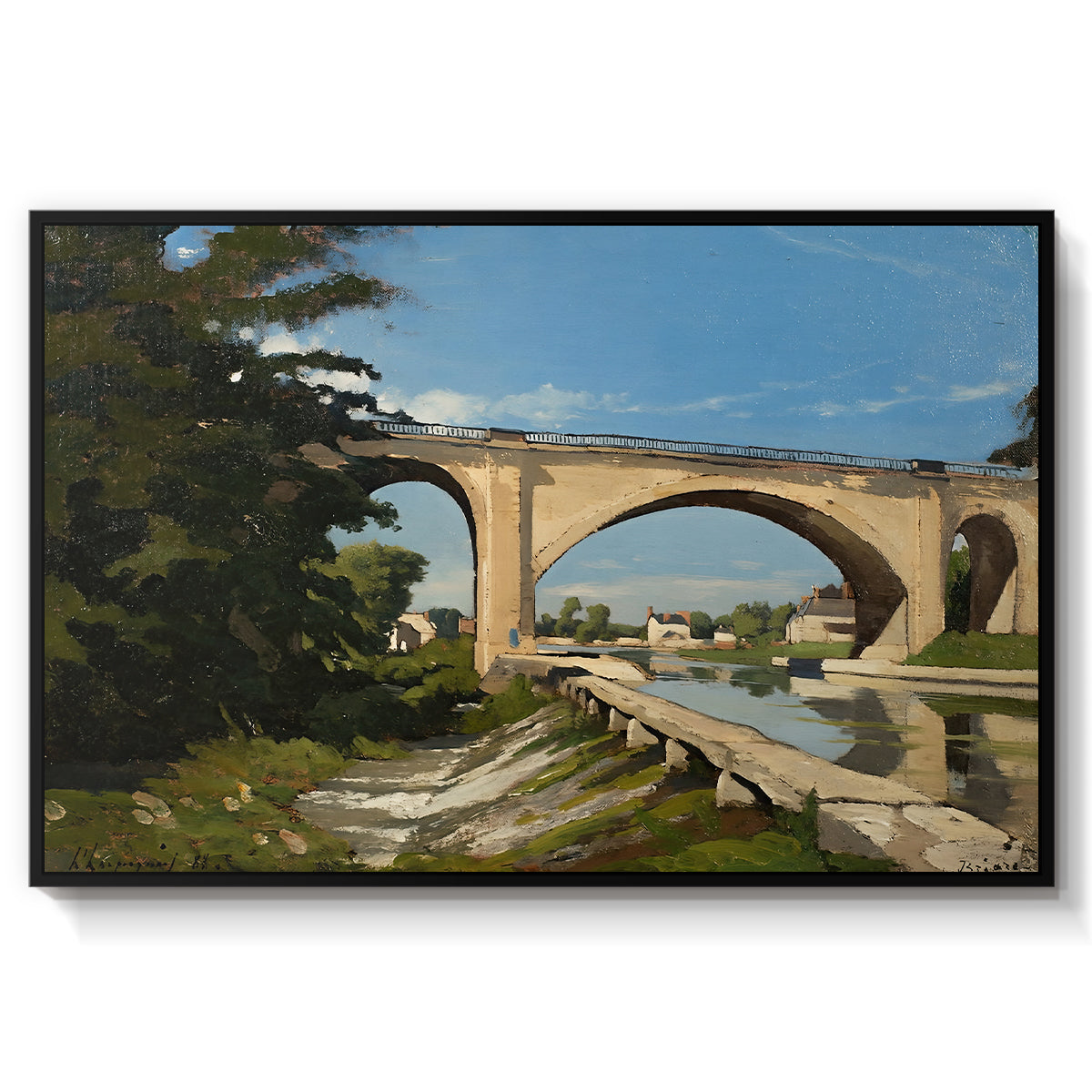 The Railroad Bridge at Briare, 1888 - Floater Framed Canvas Print