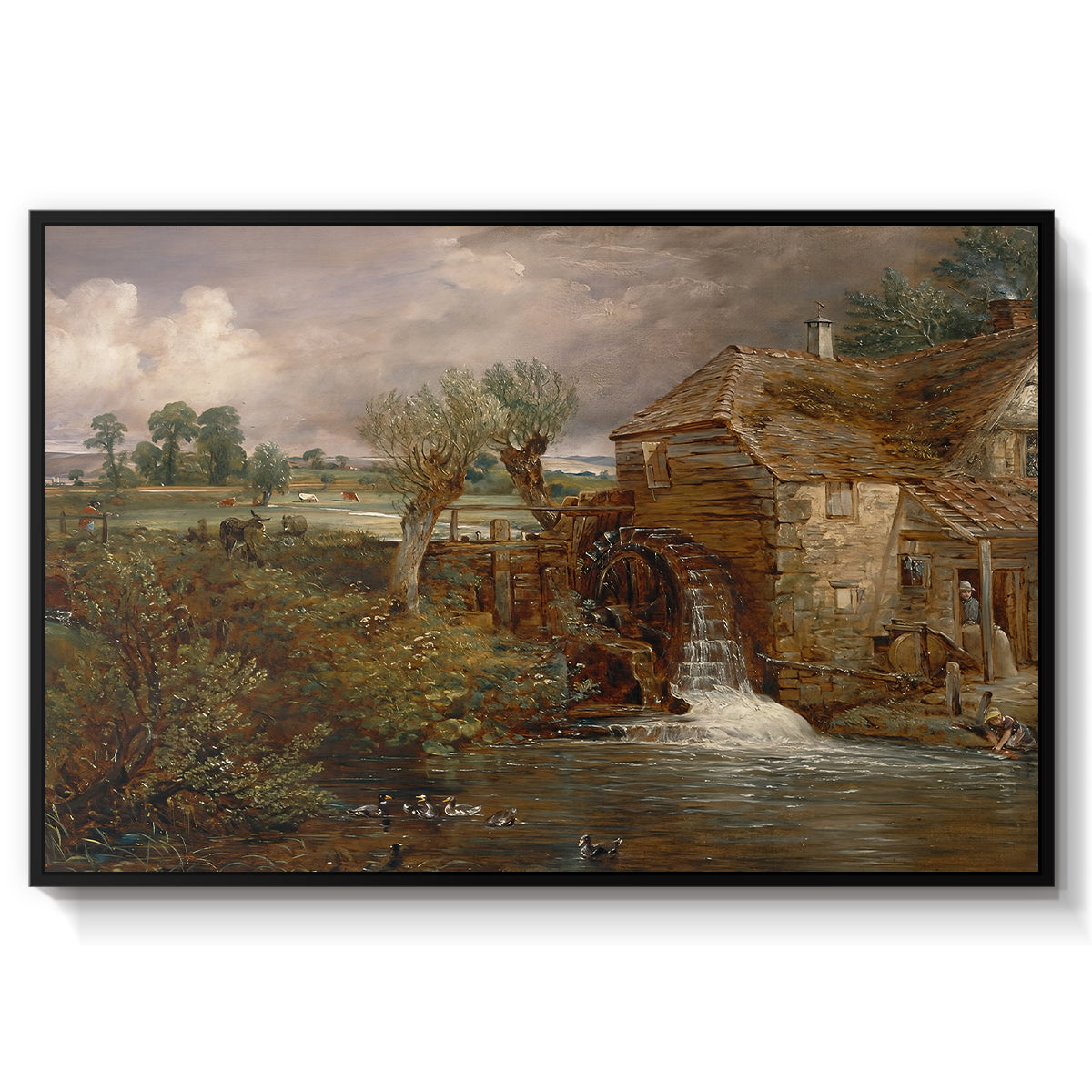 Parham Mill, Gillingham, 1826 - Floater Framed Canvas Print