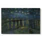 Canvas art print portraying a night river scene with reflections of lights and stars across water, set against a white background