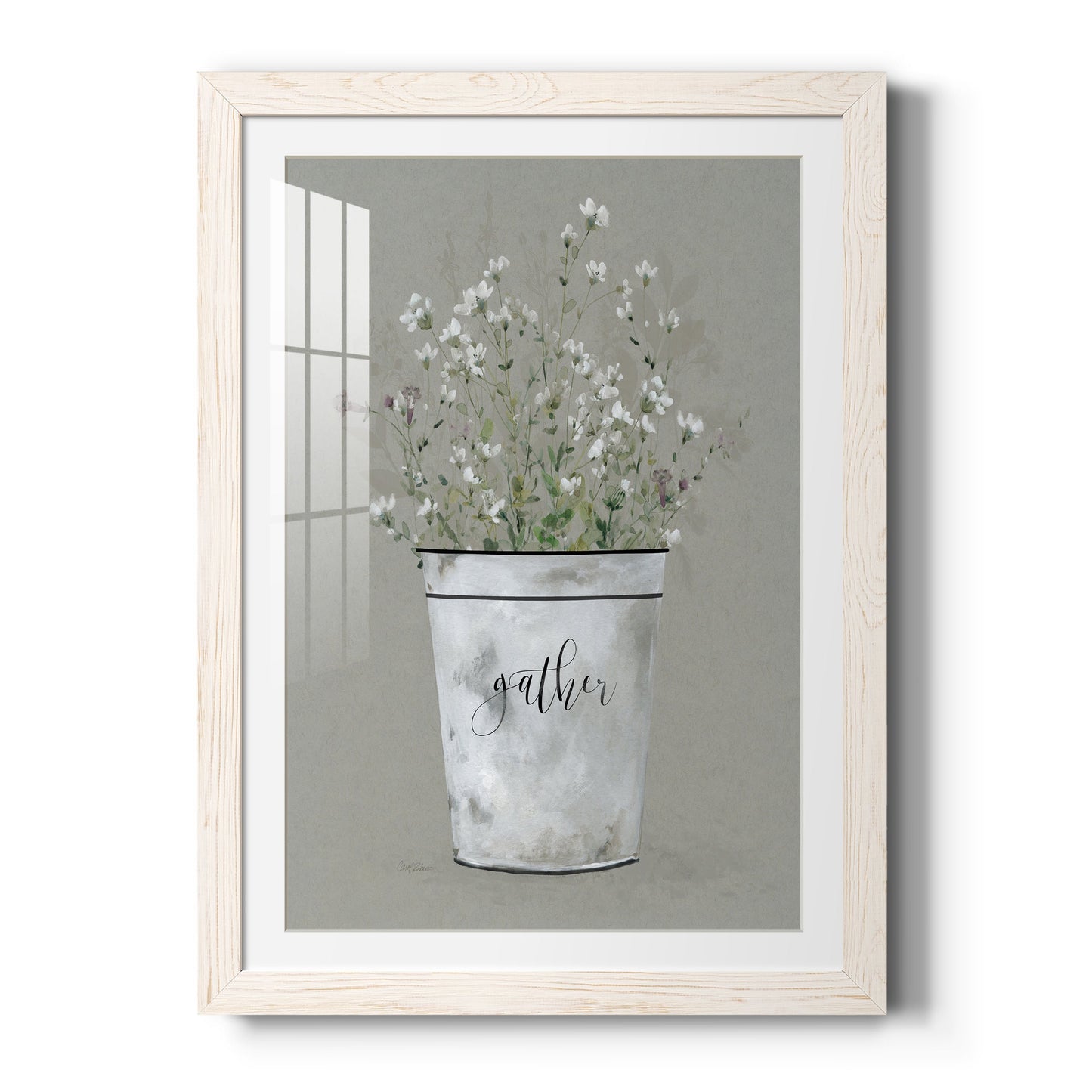 Bouquet of Grace Bucket Gather - Barnwood Framed Art Print