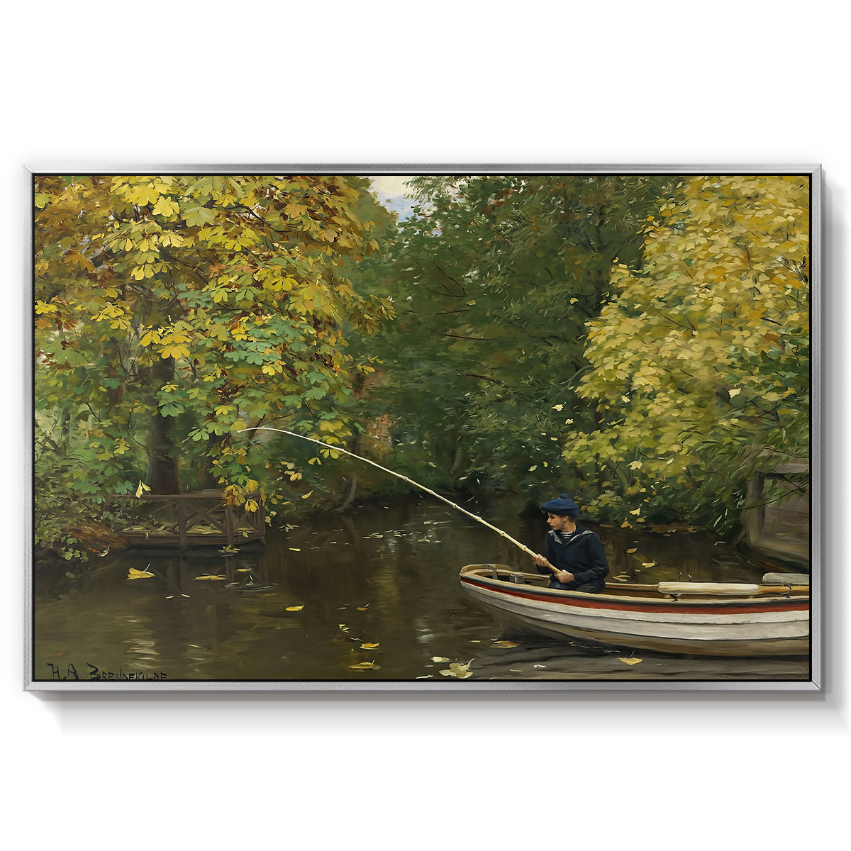 Fishing Boy, c. 1890 - Floater Framed Canvas Print