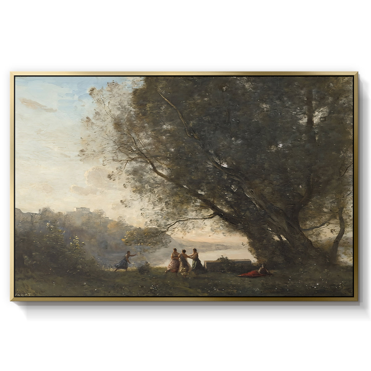 Dance Under the Trees at the Edge of the Lake, c. 1865-1870 - Floater Framed Canvas Print