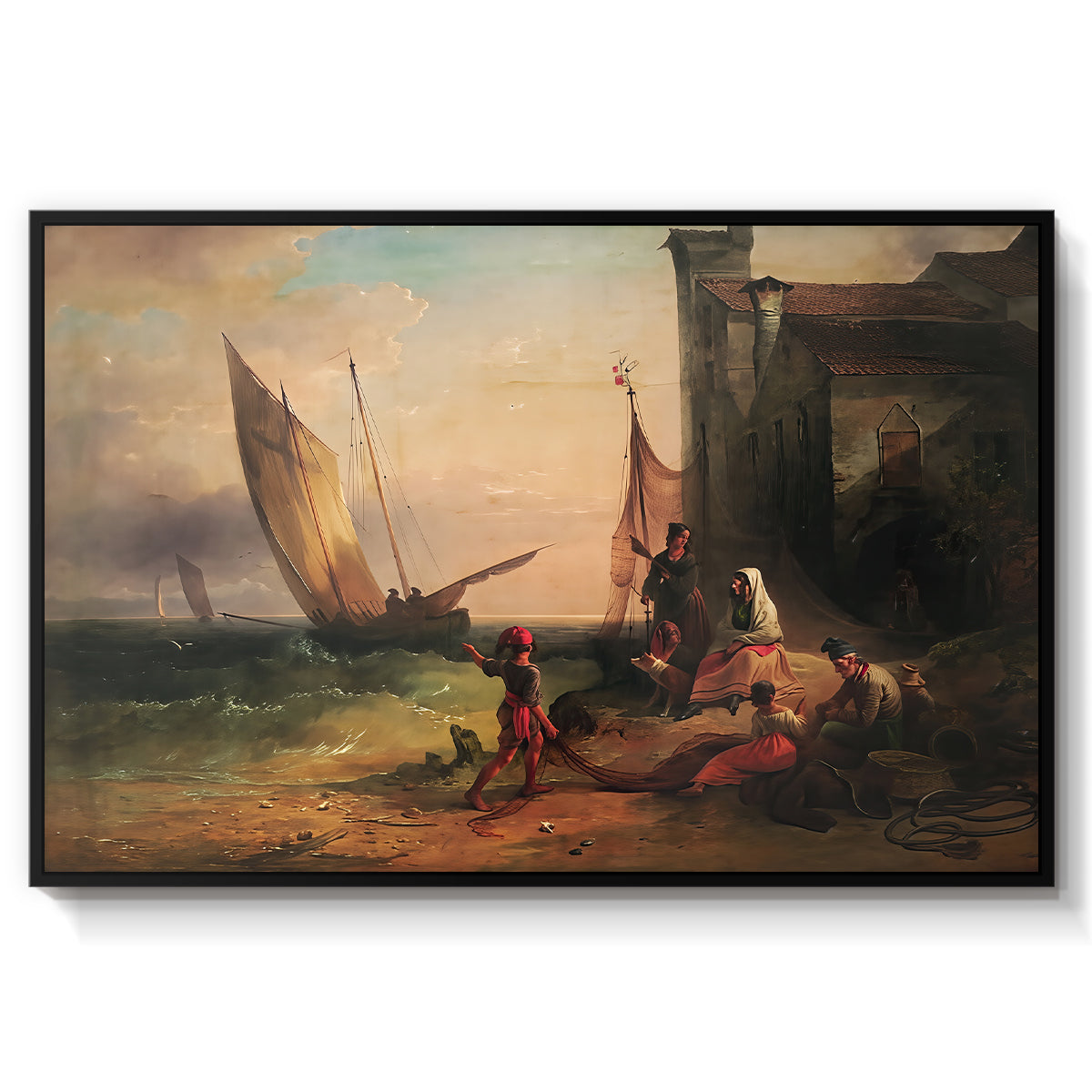 Fisherman's Family from Chioggia, 1838 - Floater Framed Canvas Print