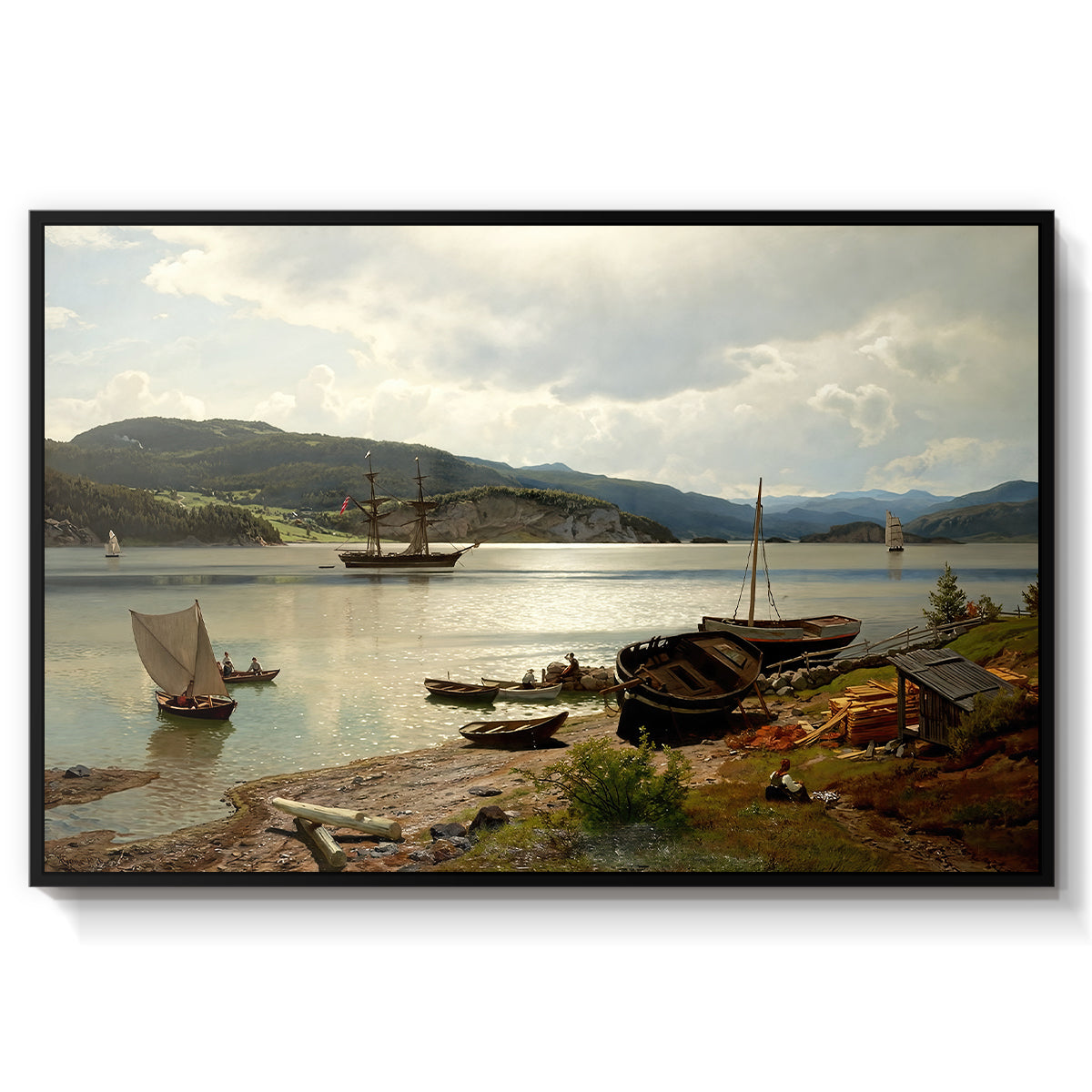 By the Water, 1876 - Floater Framed Canvas Print
