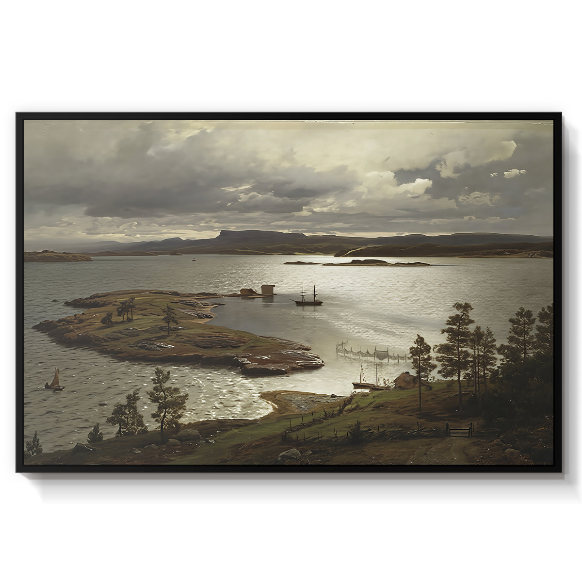 The Fjord at Sandviken (Sandviksfjorden), 1879 - Floater Framed Canvas Print
