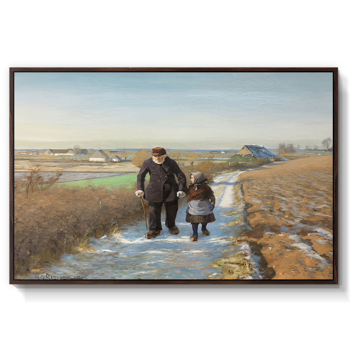 The Old Man and the Child, 1888 - Floater Framed Canvas Print