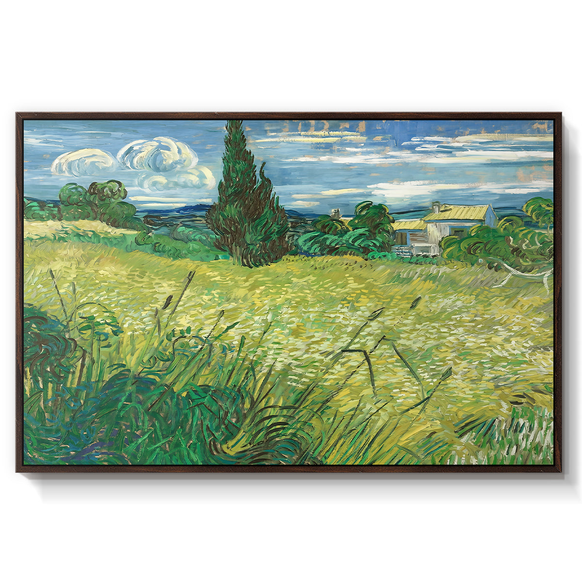 Green Wheat Field with Cypress, 1889 - Floater Framed Canvas Print