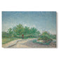 Canvas art print portraying an urban park with paths, trees, and figures under open sky, set against a white background