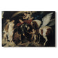 Canvas art print portraying Perseus rescuing Andromeda from chained position, set against a white background