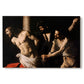 Canvas art print portraying Christ bound to column while being whipped by surrounding figures, set against a white background