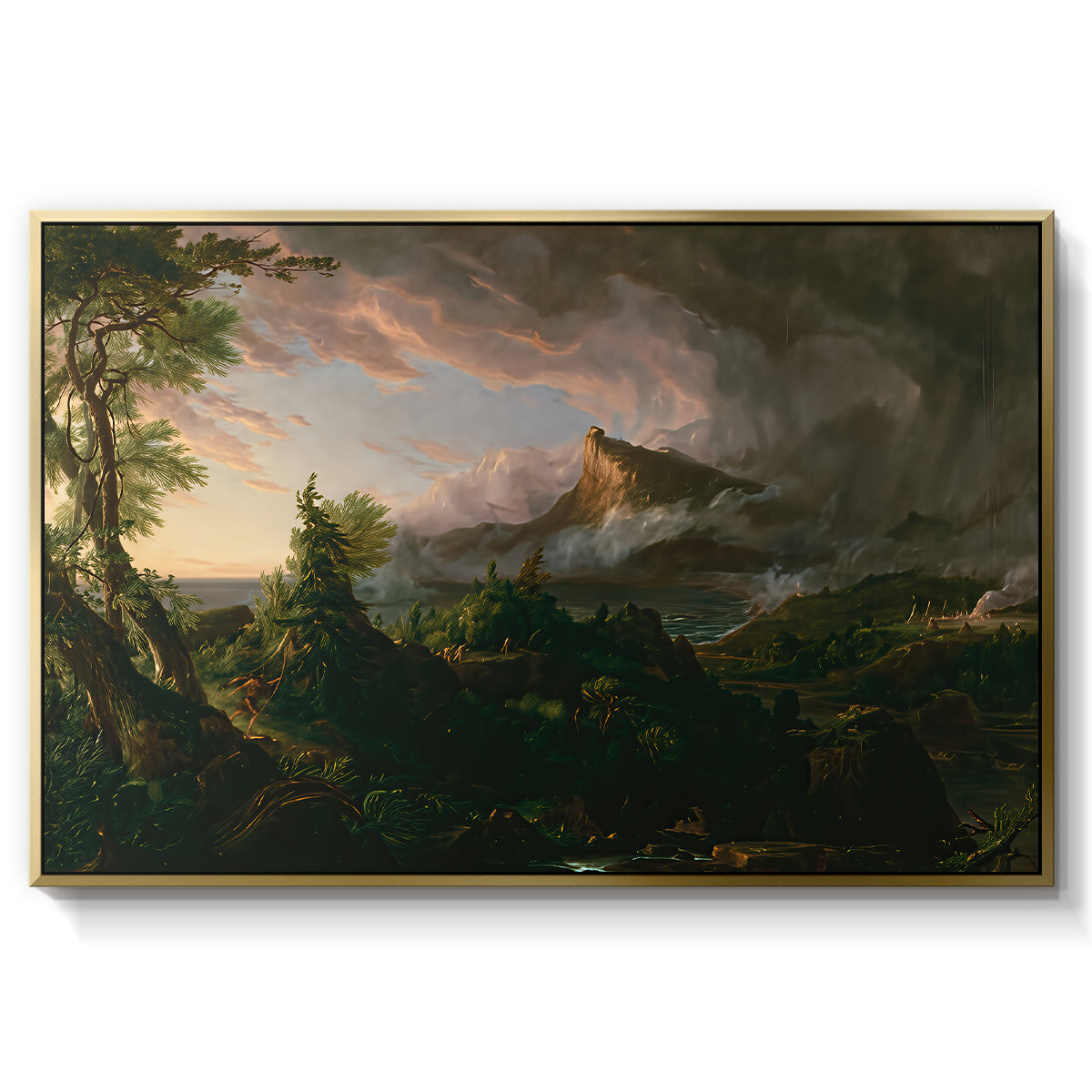 The Course of Empire: The Savage State, 1834 - Floater Framed Canvas Print
